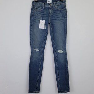 NWOT Paige Verdugo Mid Rise Skinny Knee Tear Jean in Shaw Destructed